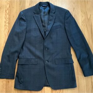 Brooks Brothers 1818 Milano Saxxon Wool Blazer Navy Tonal Check 38R Italy